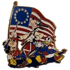 Disney Patriotic American Flag July 4th March Band Mickey Goofy Donald Pin 58083